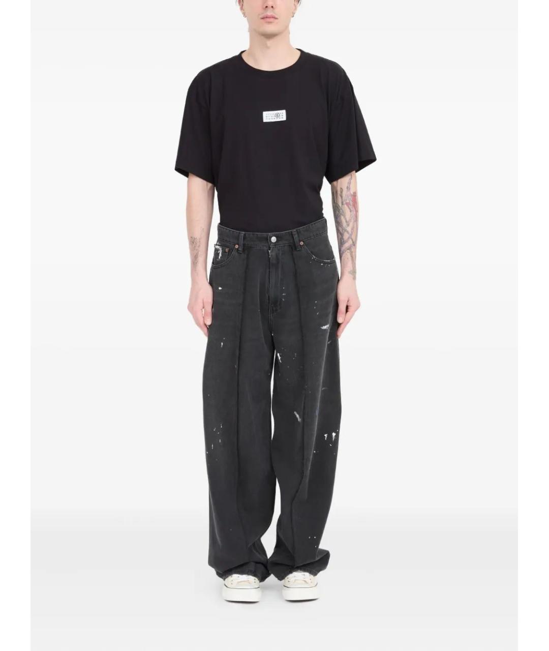 MM6 MAISON MARGIELA Черные хлопковые прямые джинсы, фото 2