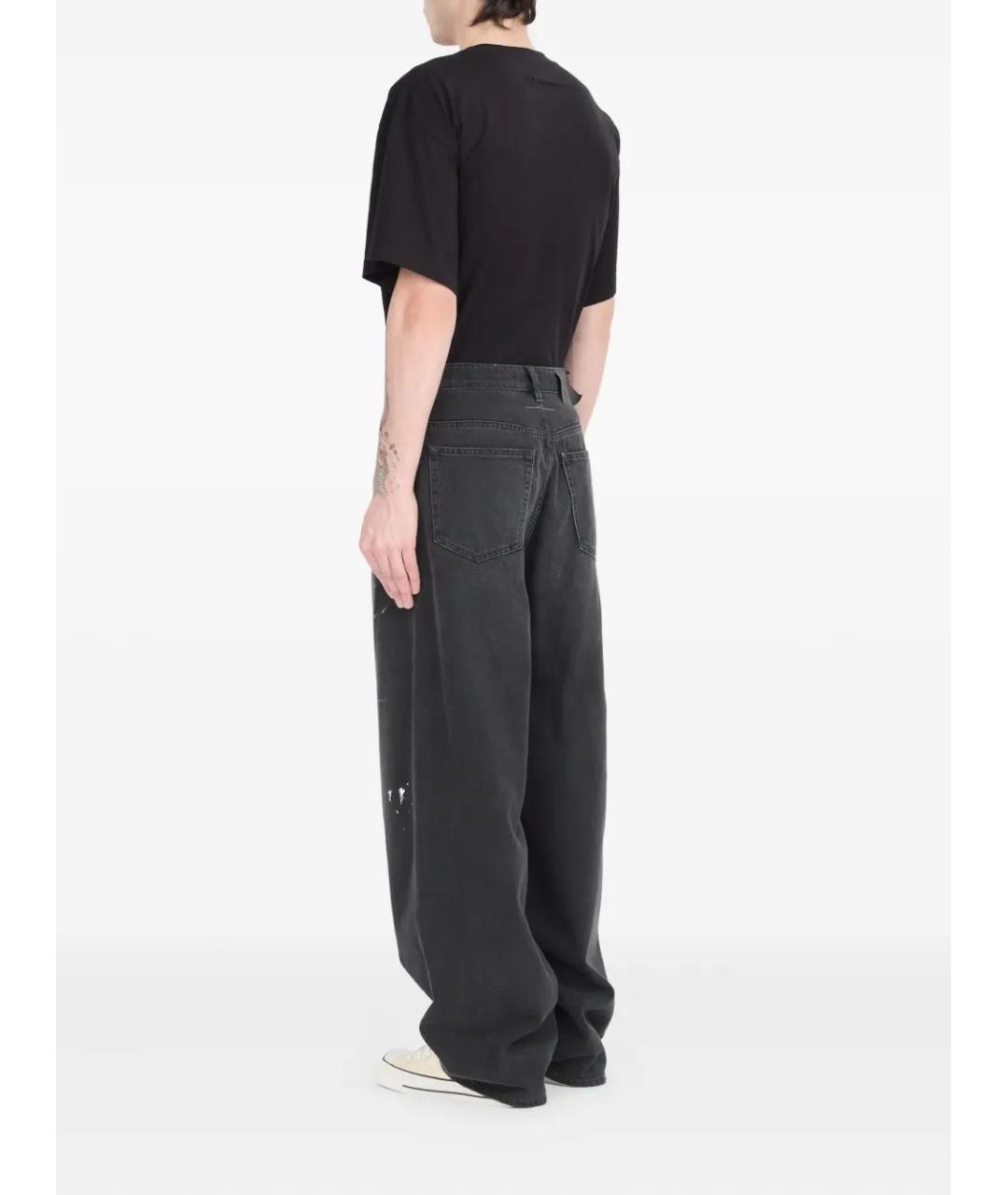 MM6 MAISON MARGIELA Черные хлопковые прямые джинсы, фото 5
