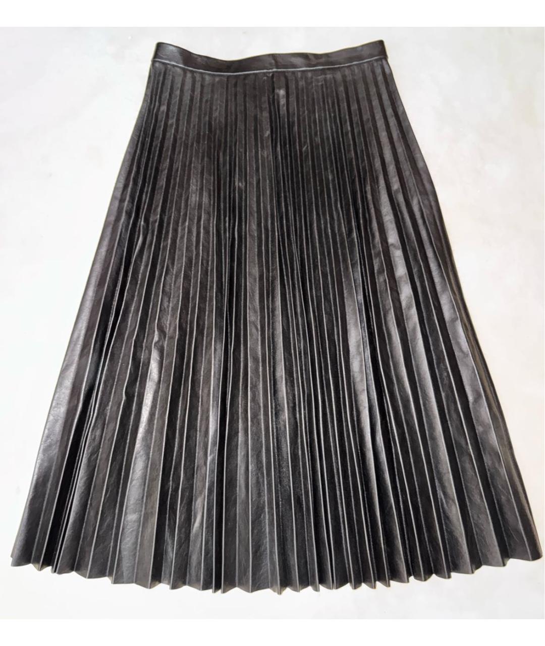 BALENCIAGA Черная кожаная юбка миди, фото 5