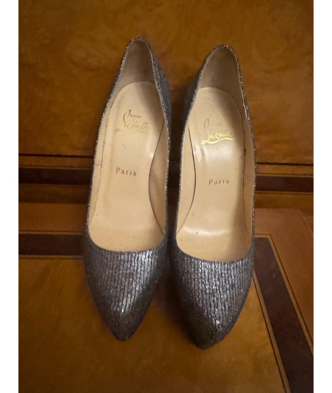 CHRISTIAN LOUBOUTIN Серебряные кожаные туфли, фото 2
