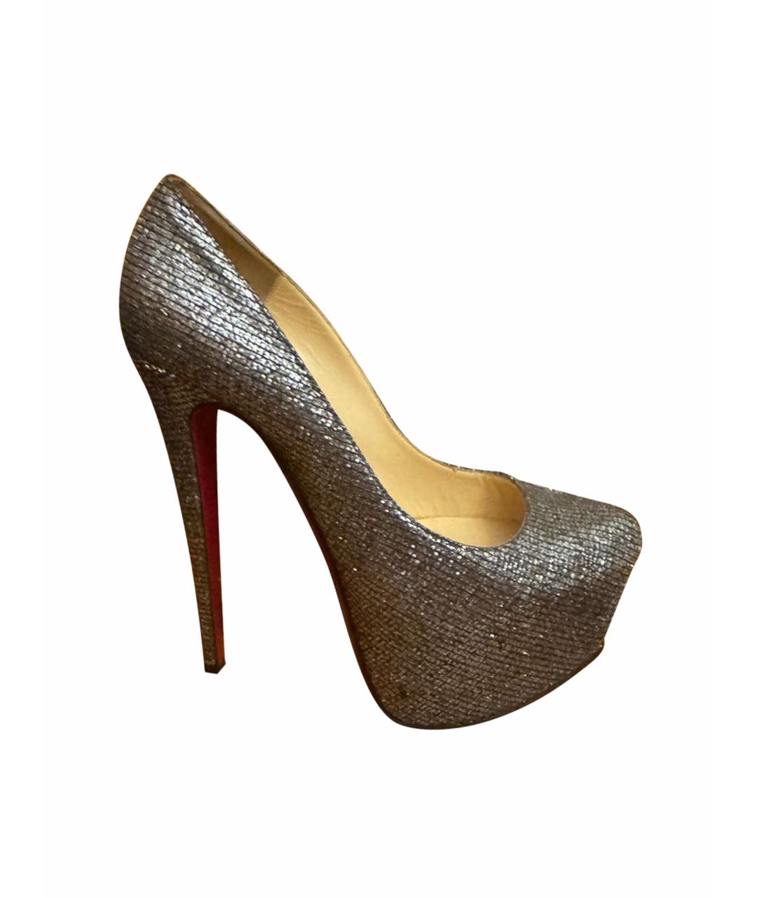 CHRISTIAN LOUBOUTIN Серебряные кожаные туфли, фото 1