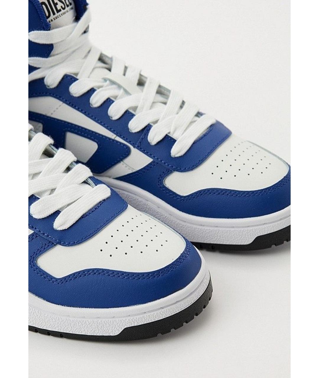 DIESEL Синие кожаные высокие кроссовки / кеды, фото 7