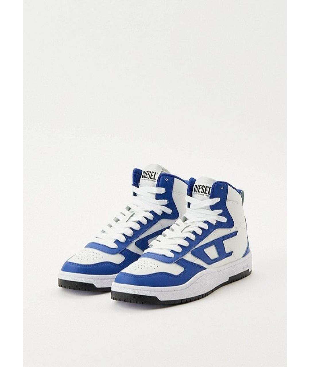 DIESEL Синие кожаные высокие кроссовки / кеды, фото 6