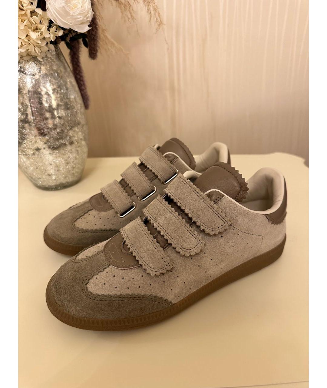 ISABEL MARANT Бежевые кожаные кеды, фото 9