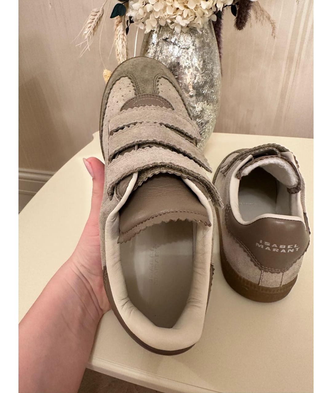 ISABEL MARANT Бежевые кожаные кеды, фото 2