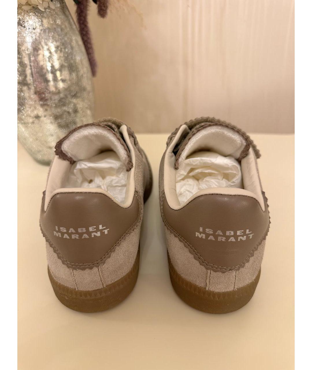 ISABEL MARANT Бежевые кожаные кеды, фото 3
