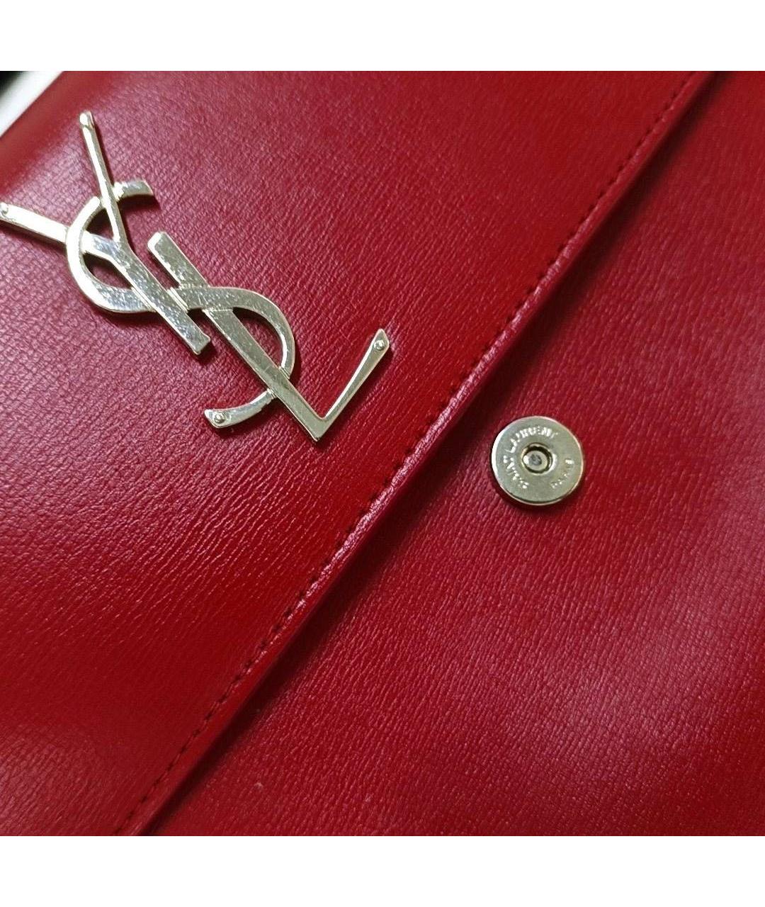 SAINT LAURENT Красная кожаная сумка через плечо, фото 8