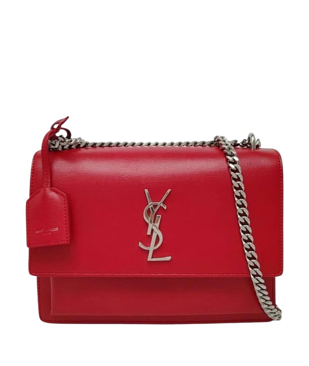 SAINT LAURENT Красная кожаная сумка через плечо, фото 1