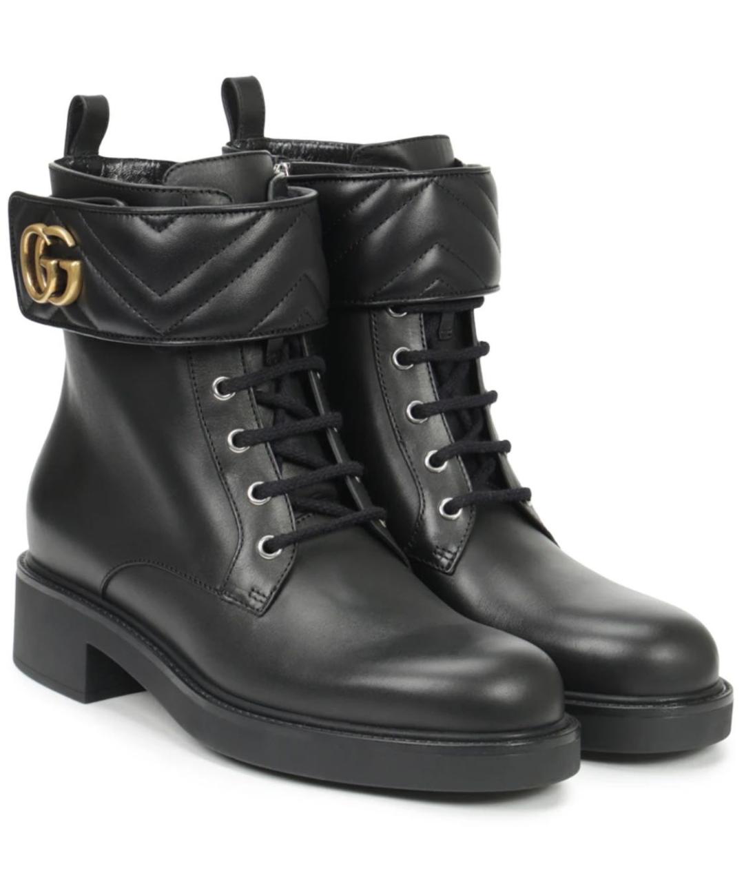 GUCCI Черные кожаные ботинки, фото 2