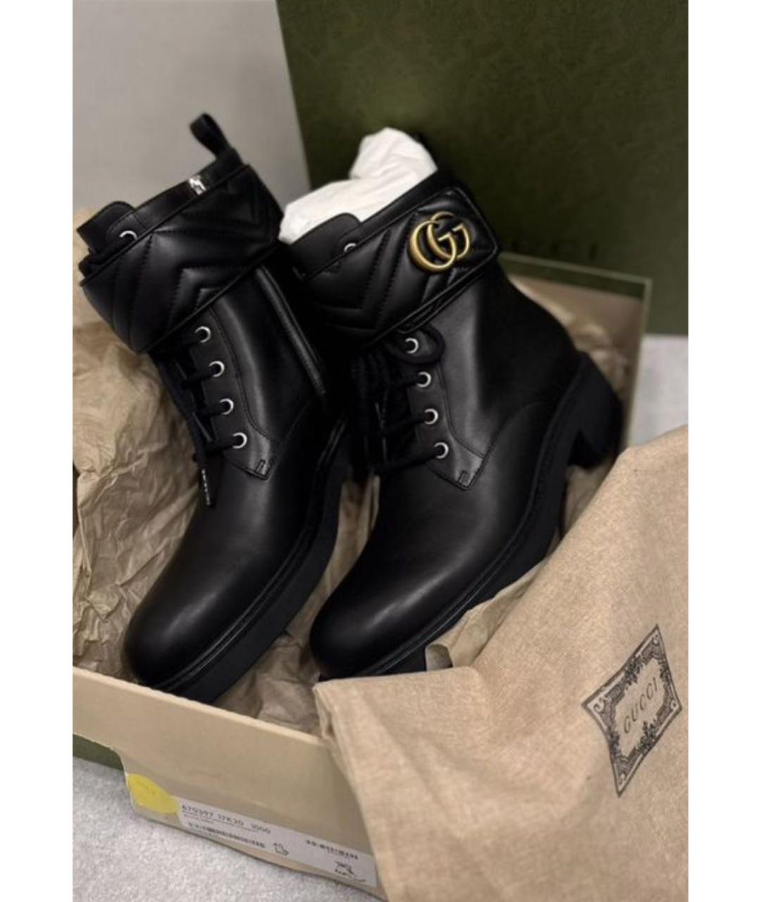 GUCCI Черные кожаные ботинки, фото 8