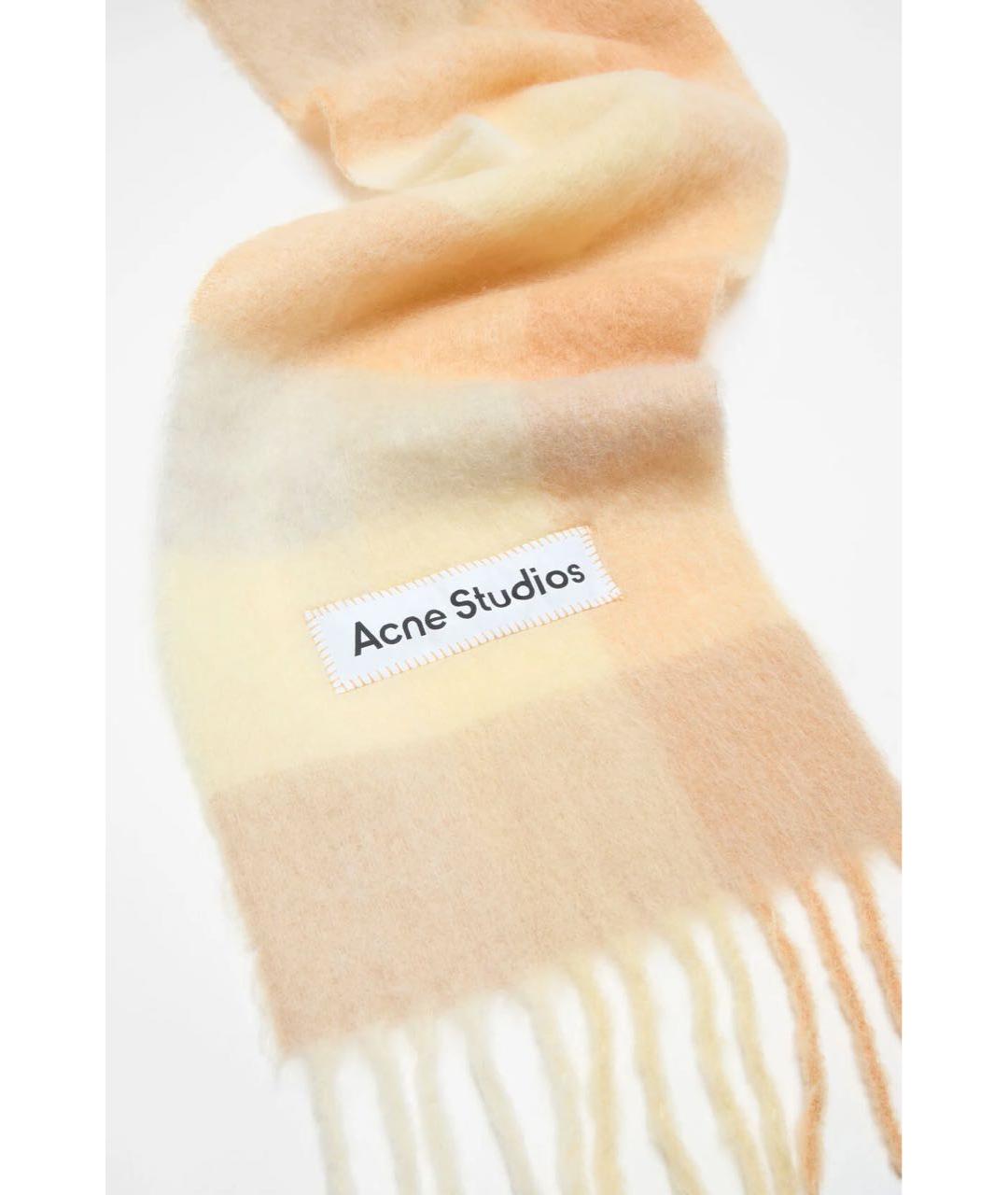 ACNE STUDIOS Желтый шерстяной шарф, фото 2