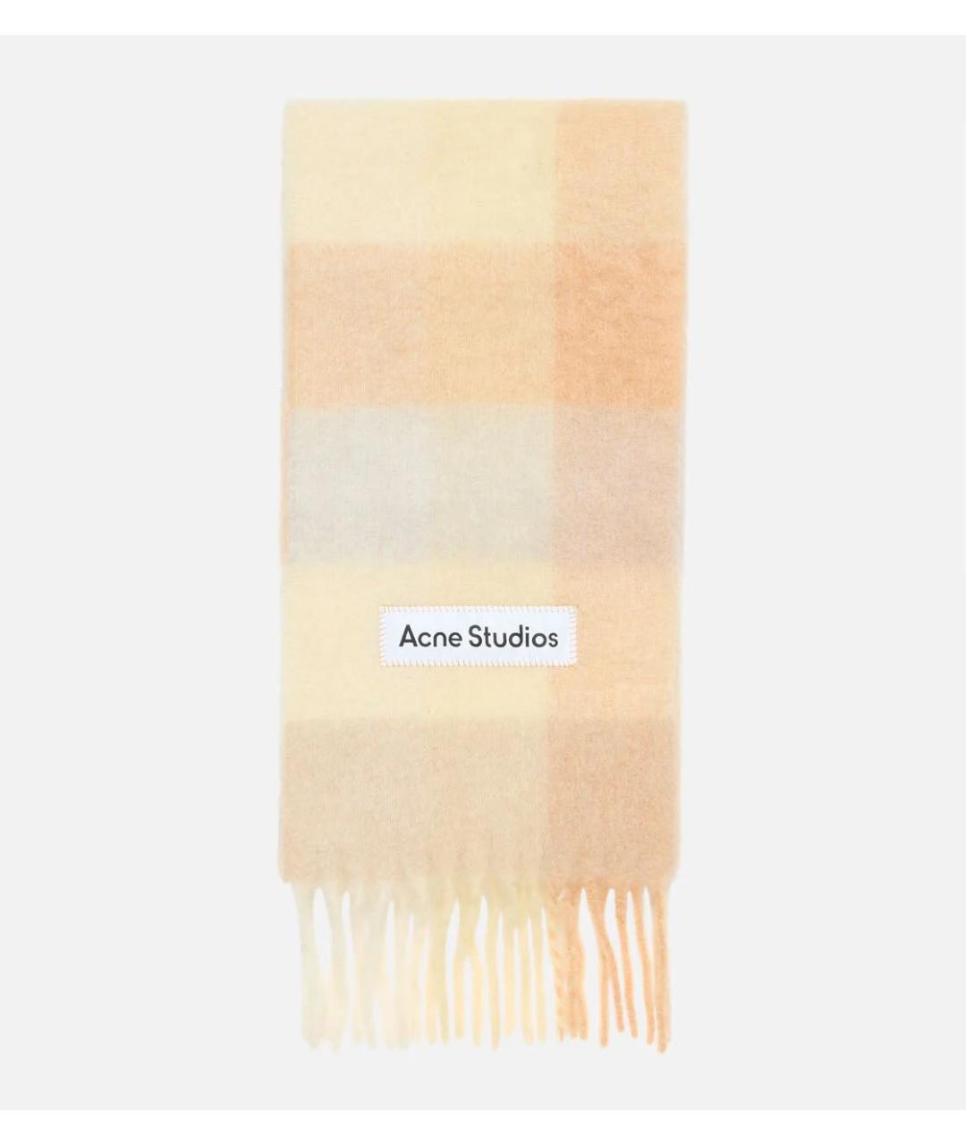 ACNE STUDIOS Желтый шерстяной шарф, фото 4