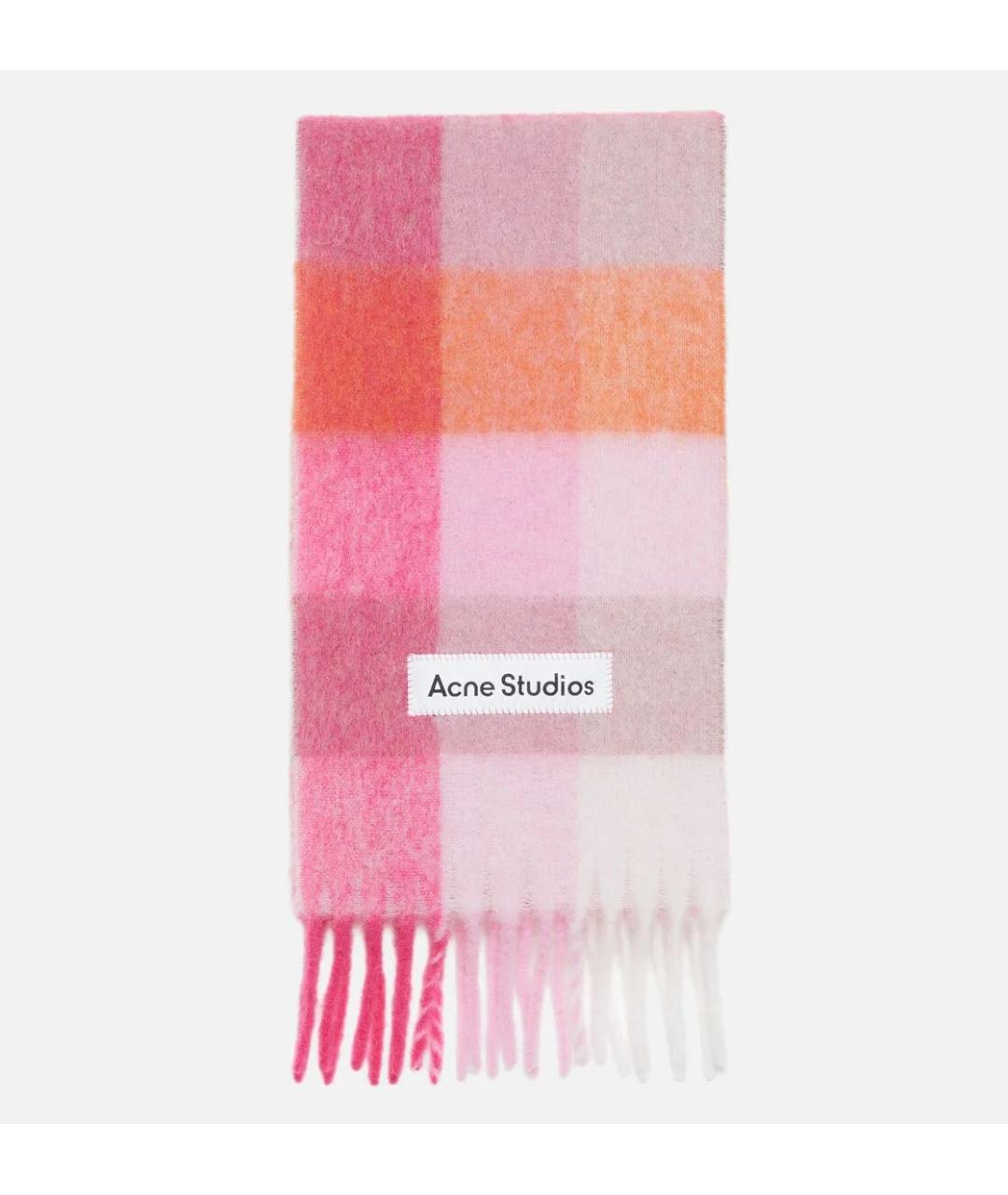 ACNE STUDIOS Розовый шерстяной шарф, фото 9