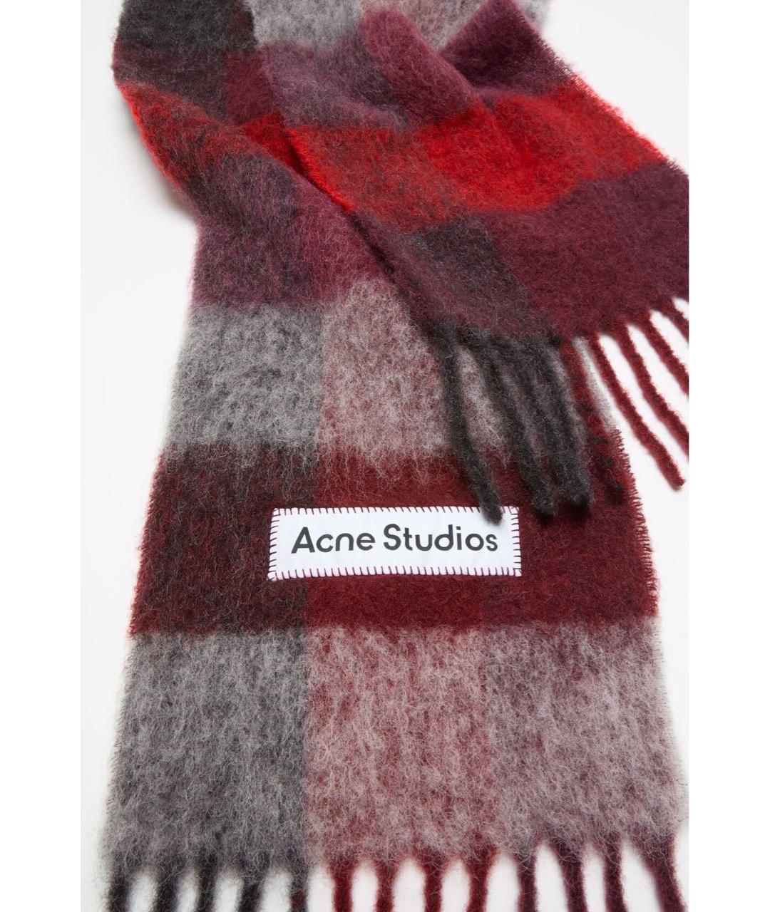 ACNE STUDIOS Бордовый шерстяной шарф, фото 2