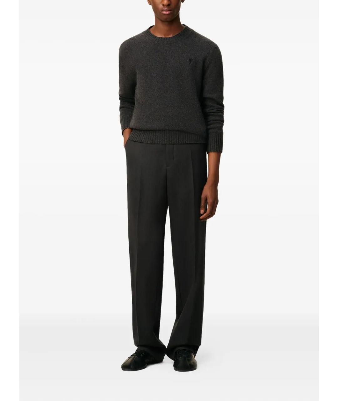 Ami Paris Антрацитовые шерстяные повседневные брюки, фото 2