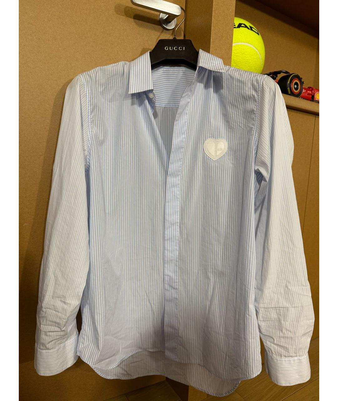 CHRISTIAN DIOR Голубая хлопковая кэжуал рубашка, фото 4