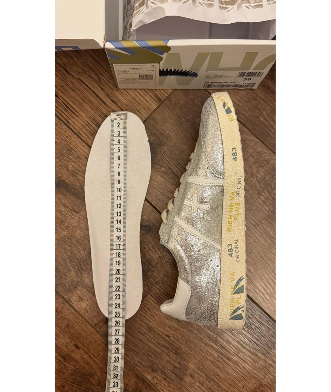 PREMIATA Серебряные кожаные кеды, фото 5