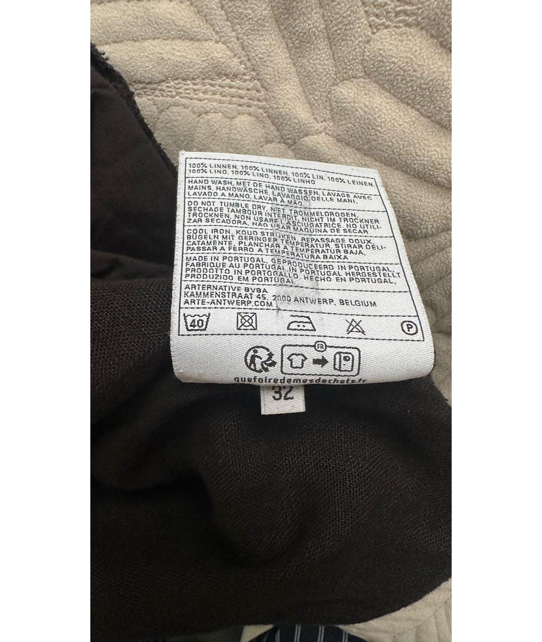 ARTE ANTWERP Черные льняные брюки широкие, фото 5