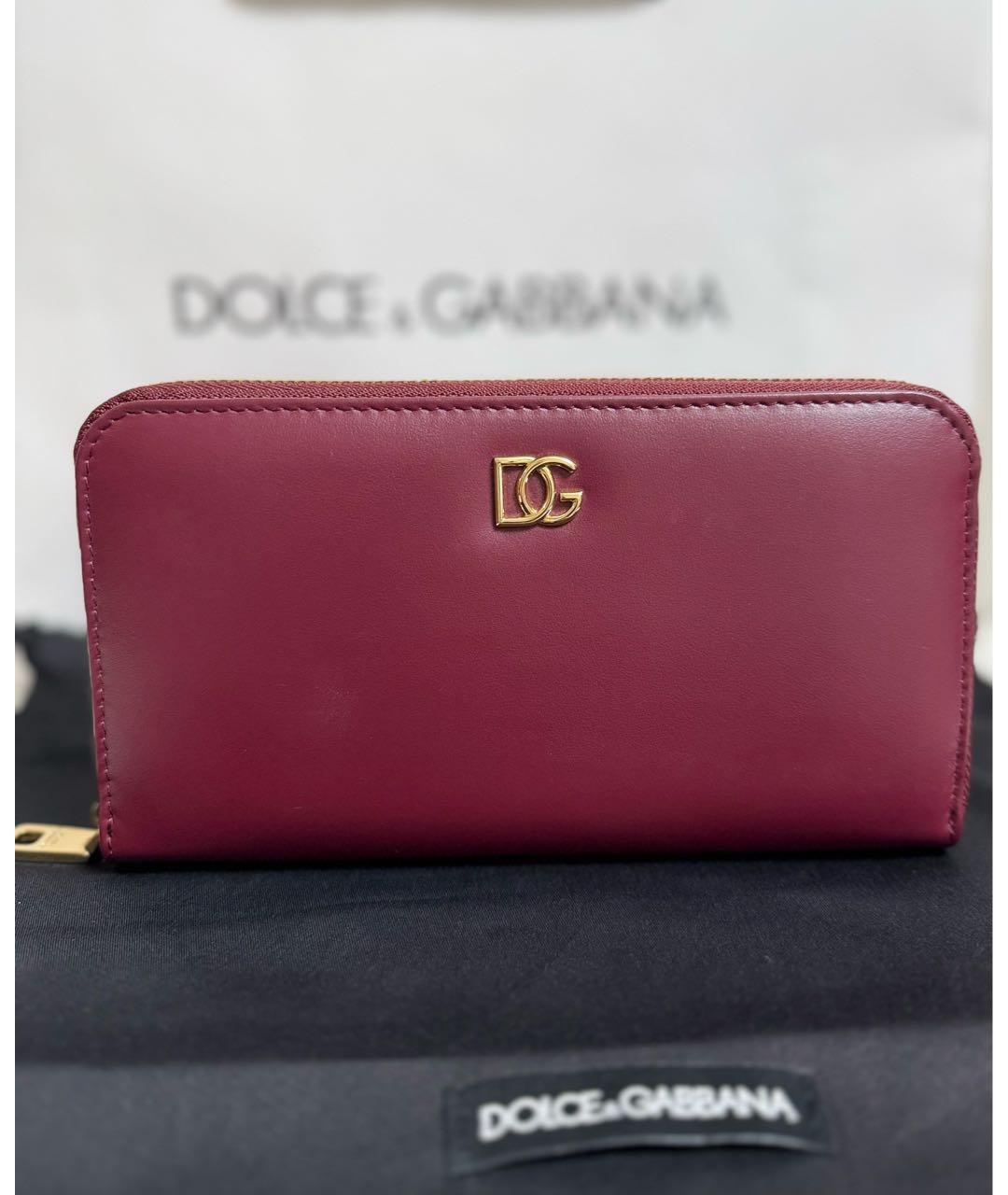 DOLCE&GABBANA Бордовый кожаный кошелек, фото 9