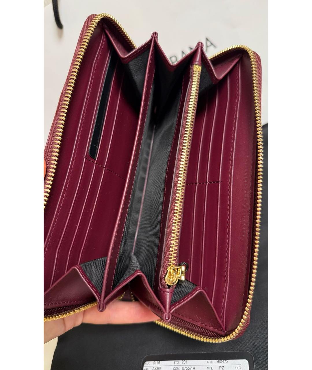 DOLCE&GABBANA Бордовый кожаный кошелек, фото 4