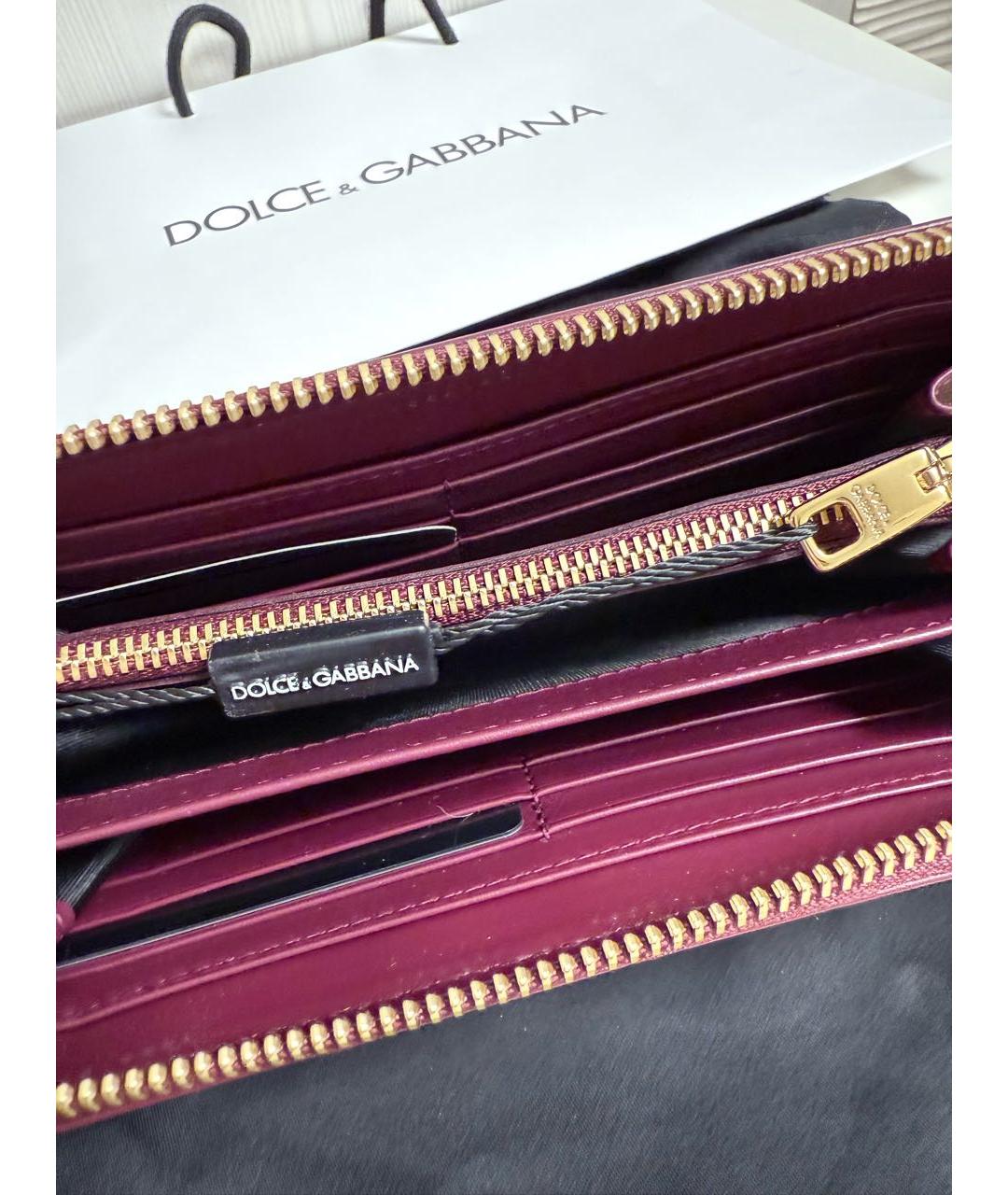 DOLCE&GABBANA Бордовый кожаный кошелек, фото 5