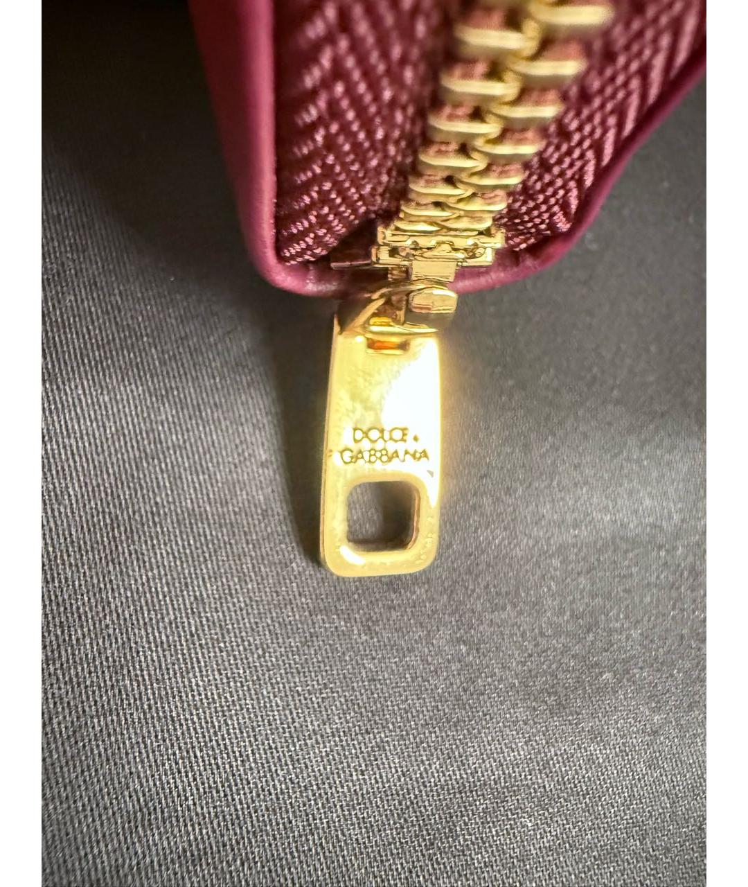 DOLCE&GABBANA Бордовый кожаный кошелек, фото 8