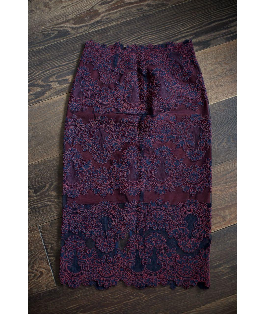 SANDRO Бордовая полиэстеровая юбка миди, фото 4