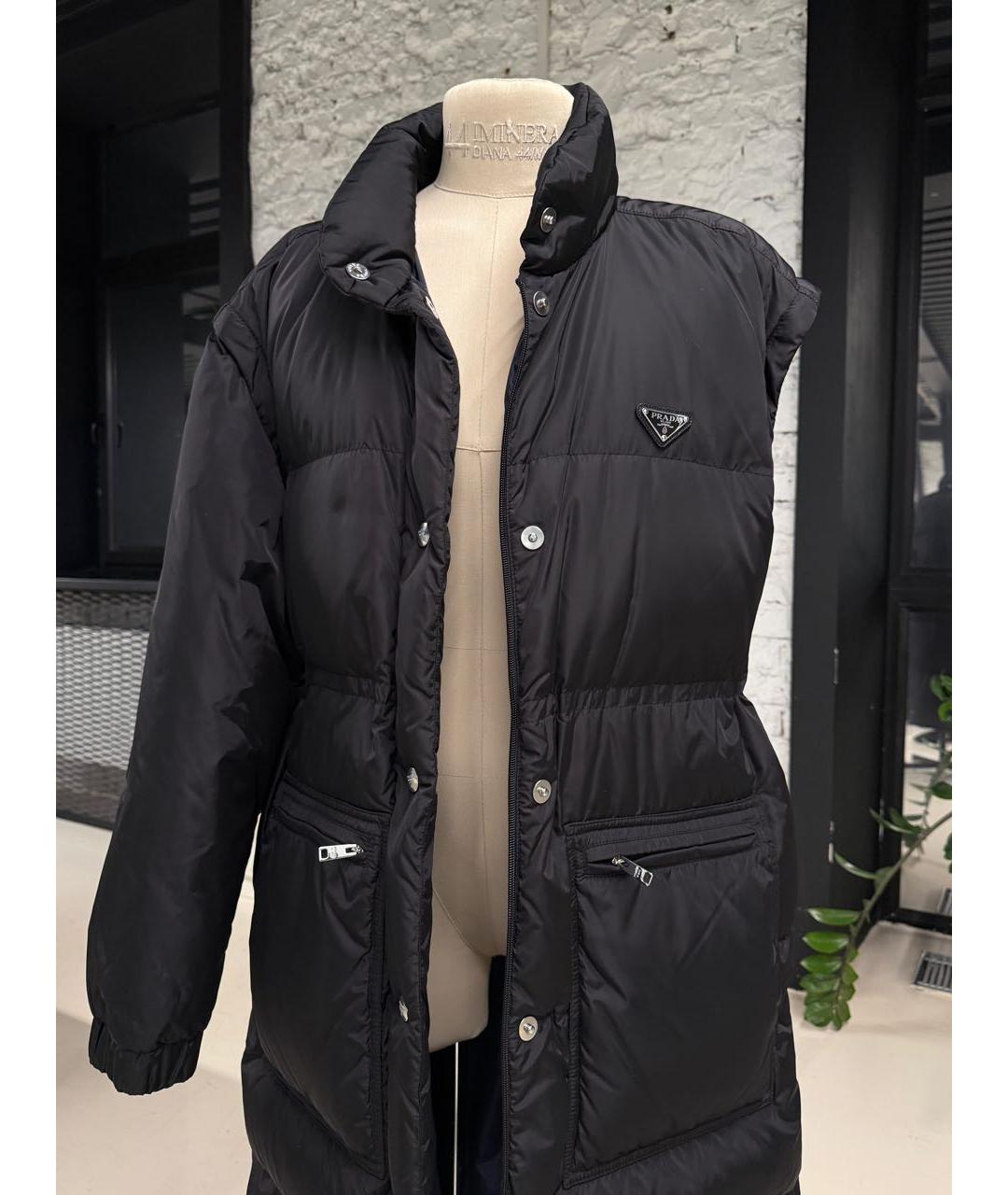 PRADA Черный полиэстеровый пуховик, фото 6