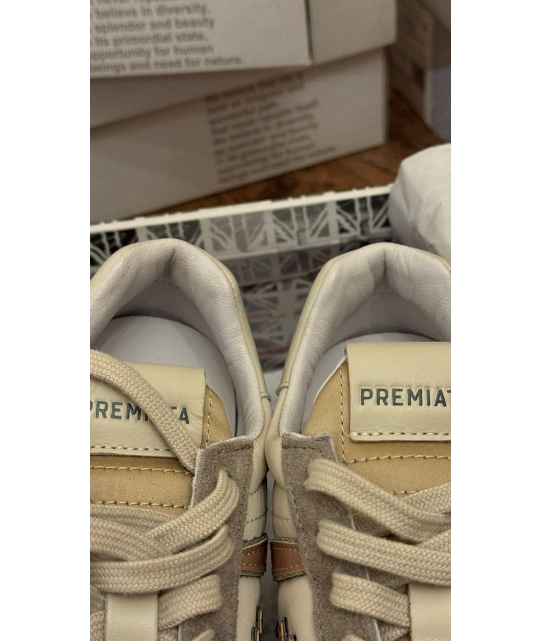 PREMIATA Бежевые кожаные кроссовки, фото 6
