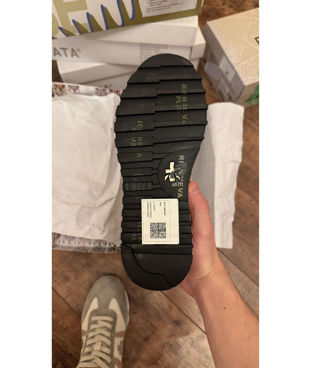 PREMIATA Бежевые кожаные кроссовки, фото 4