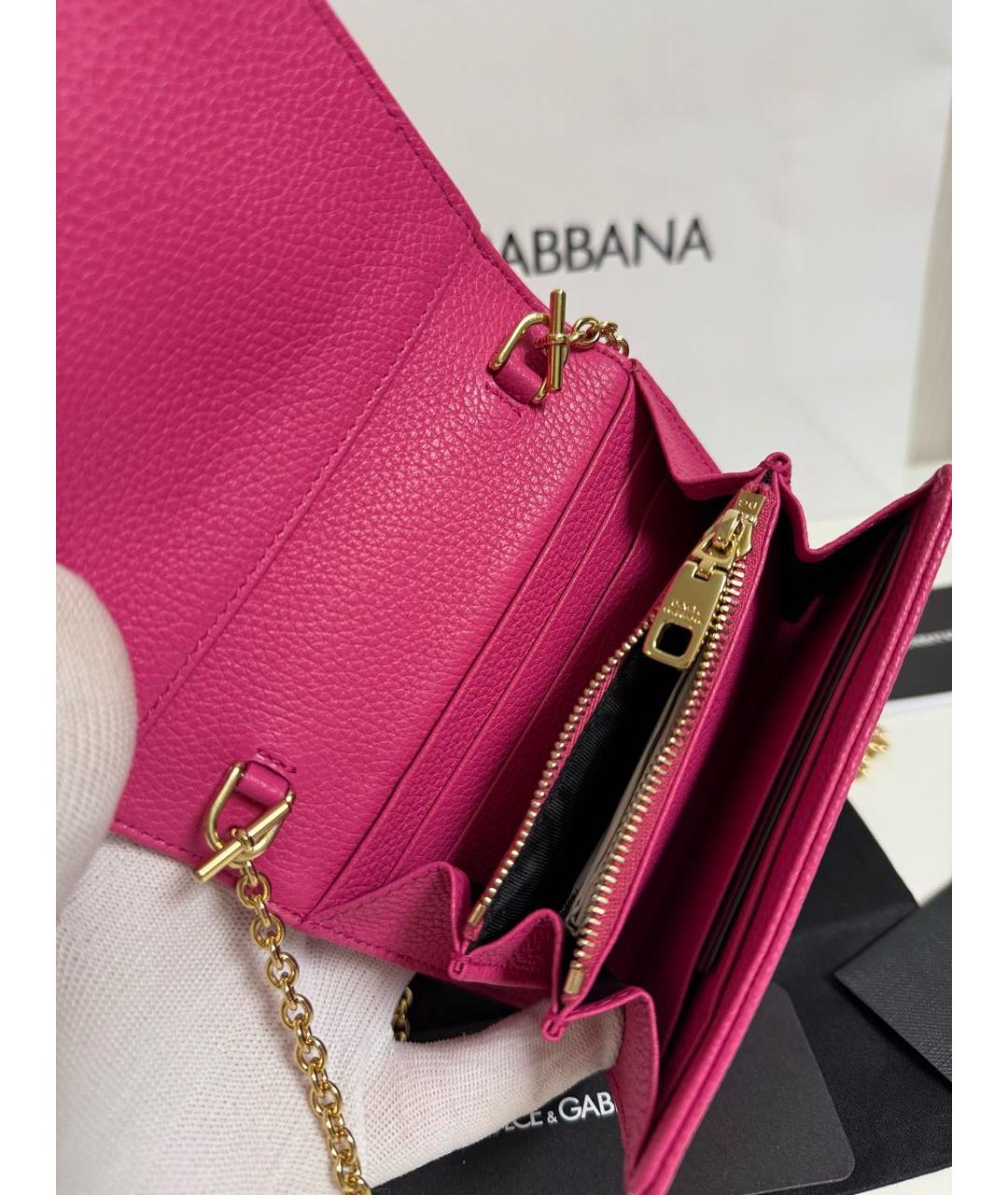 DOLCE&GABBANA Розовый кожаный кошелек, фото 6
