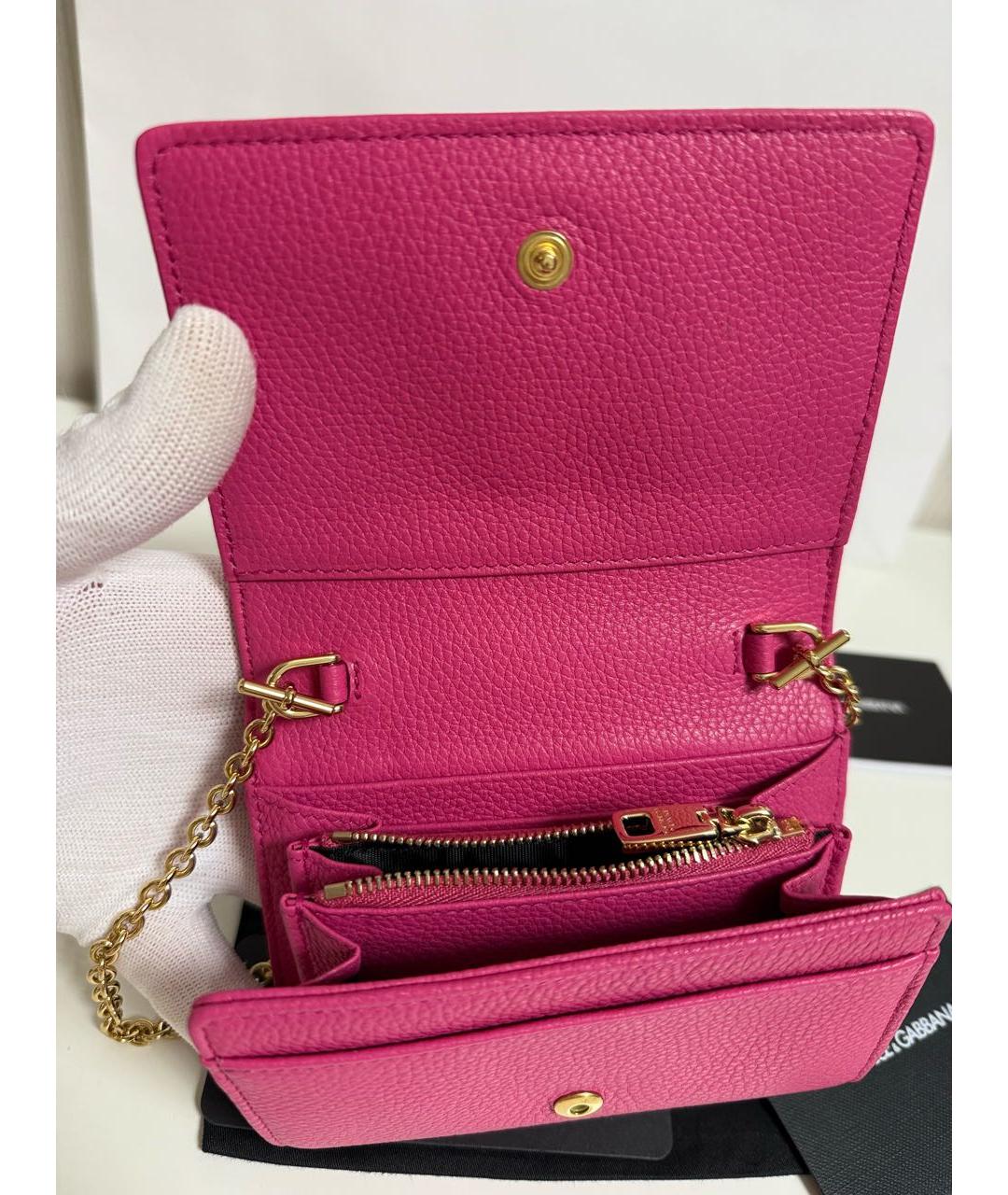 DOLCE&GABBANA Розовый кожаный кошелек, фото 5