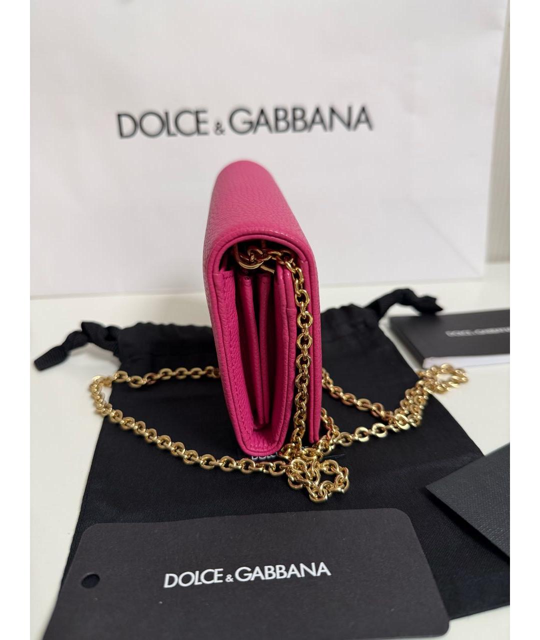 DOLCE&GABBANA Розовый кожаный кошелек, фото 4