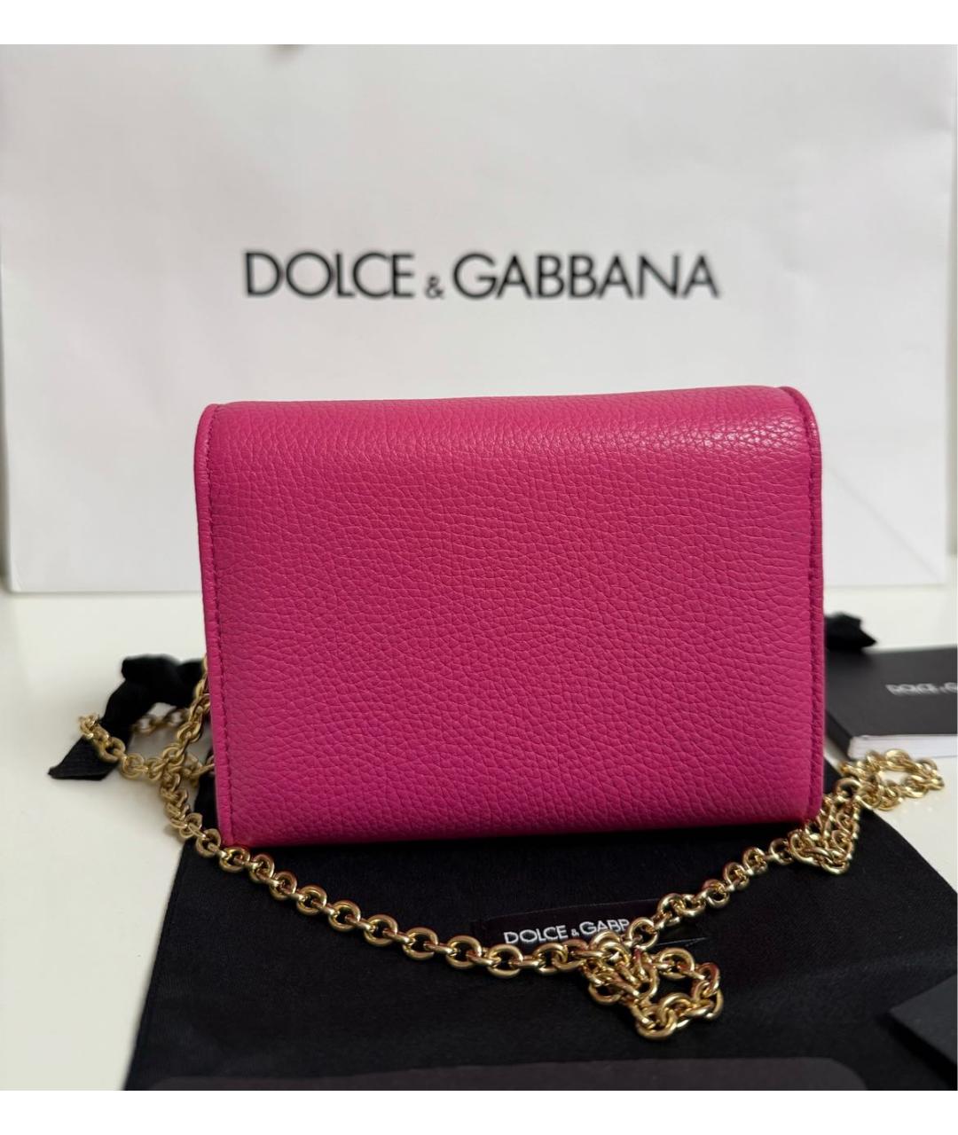DOLCE&GABBANA Розовый кожаный кошелек, фото 2