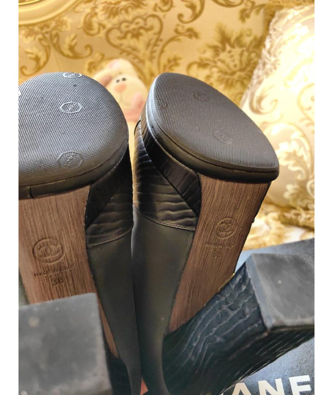 CHANEL Черные кожаные ботильоны, фото 6