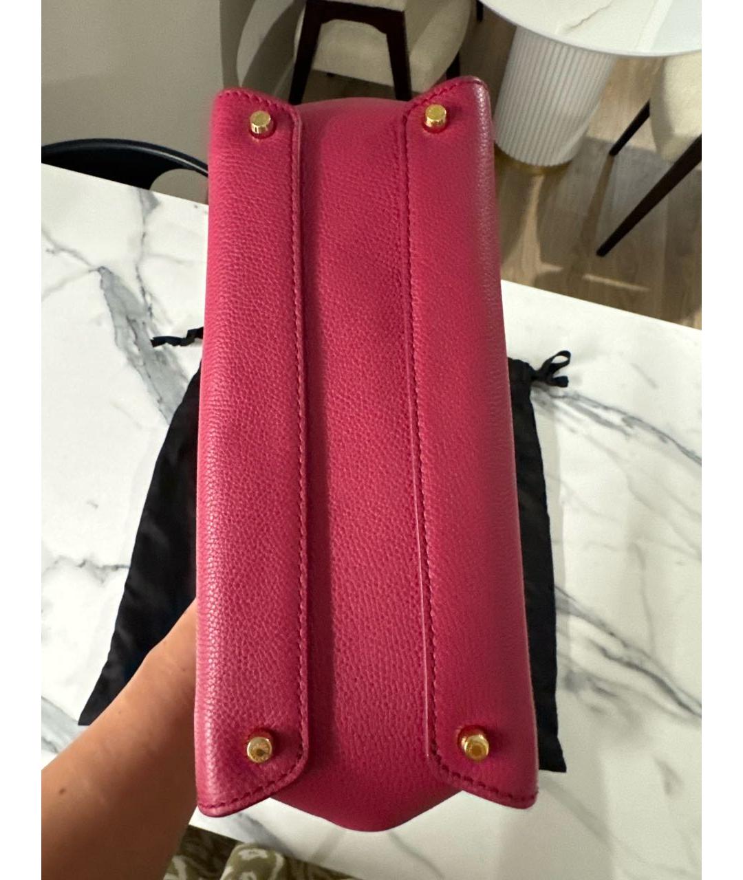 DOLCE&GABBANA Фуксия кожаная сумка с короткими ручками, фото 3