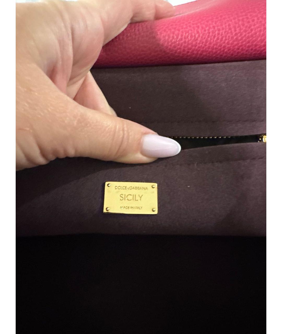 DOLCE&GABBANA Фуксия кожаная сумка с короткими ручками, фото 8