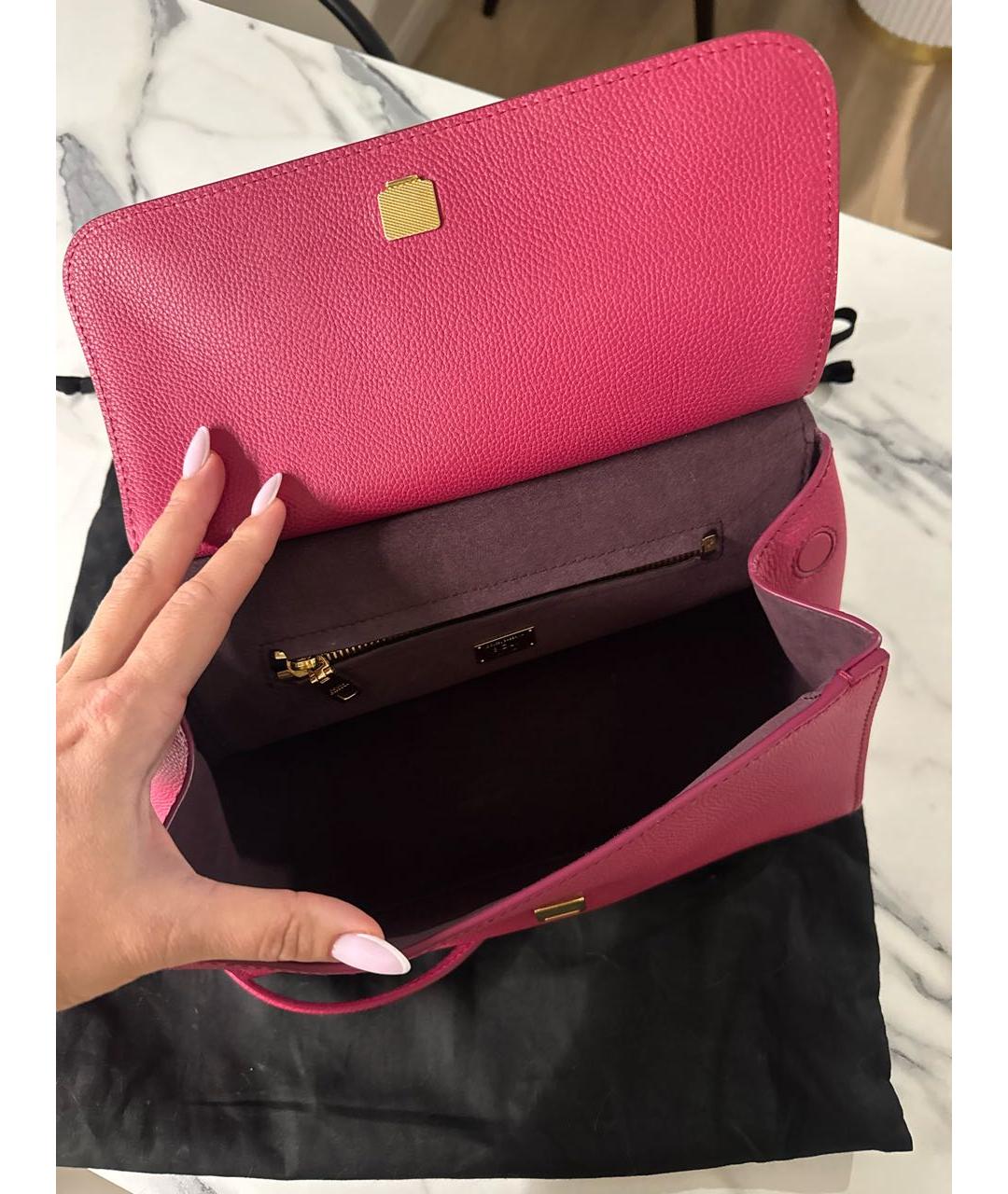 DOLCE&GABBANA Фуксия кожаная сумка с короткими ручками, фото 4