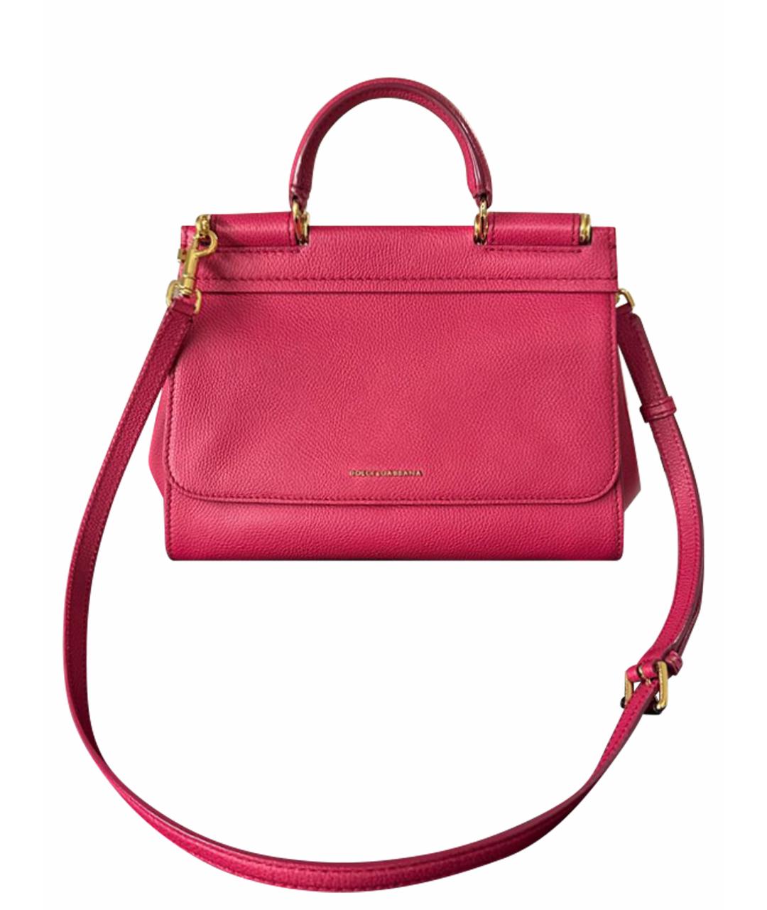 DOLCE&GABBANA Фуксия кожаная сумка с короткими ручками, фото 1