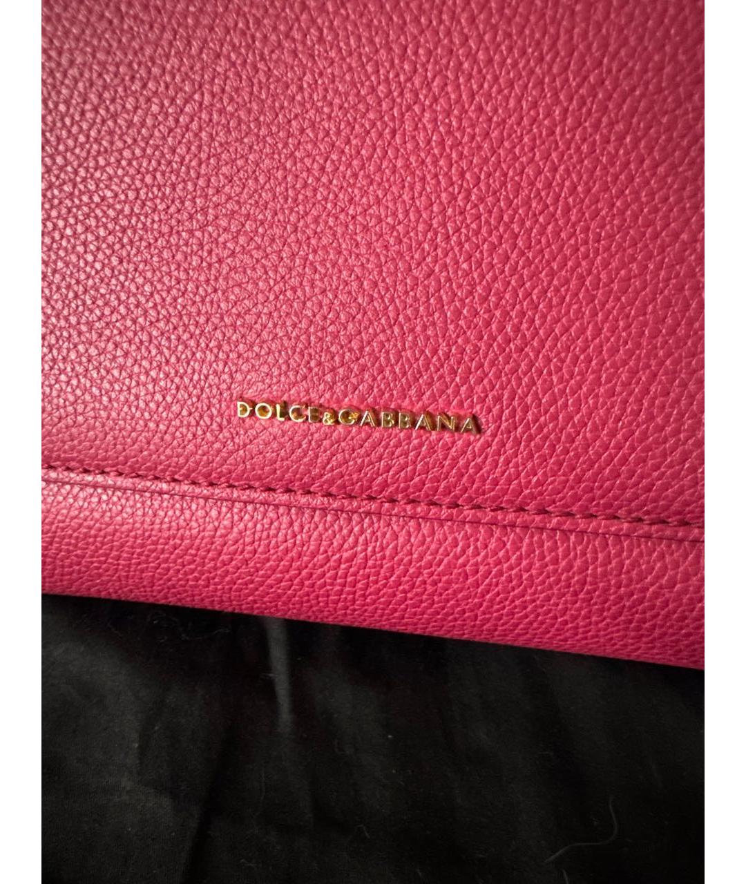 DOLCE&GABBANA Фуксия кожаная сумка с короткими ручками, фото 7