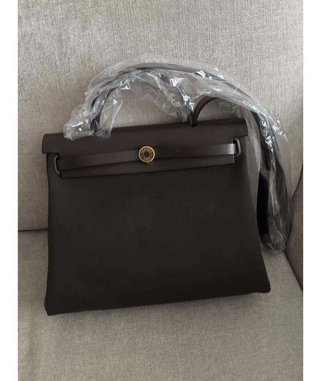 HERMES Коричневая сумка с короткими ручками, фото 5