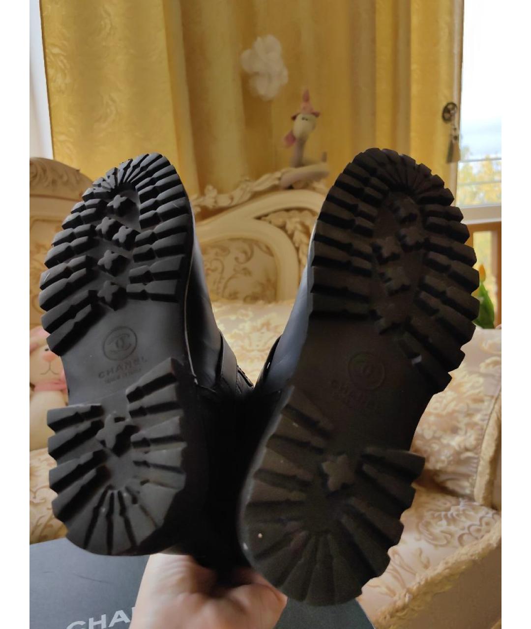 CHANEL Черные кожаные сапоги, фото 7