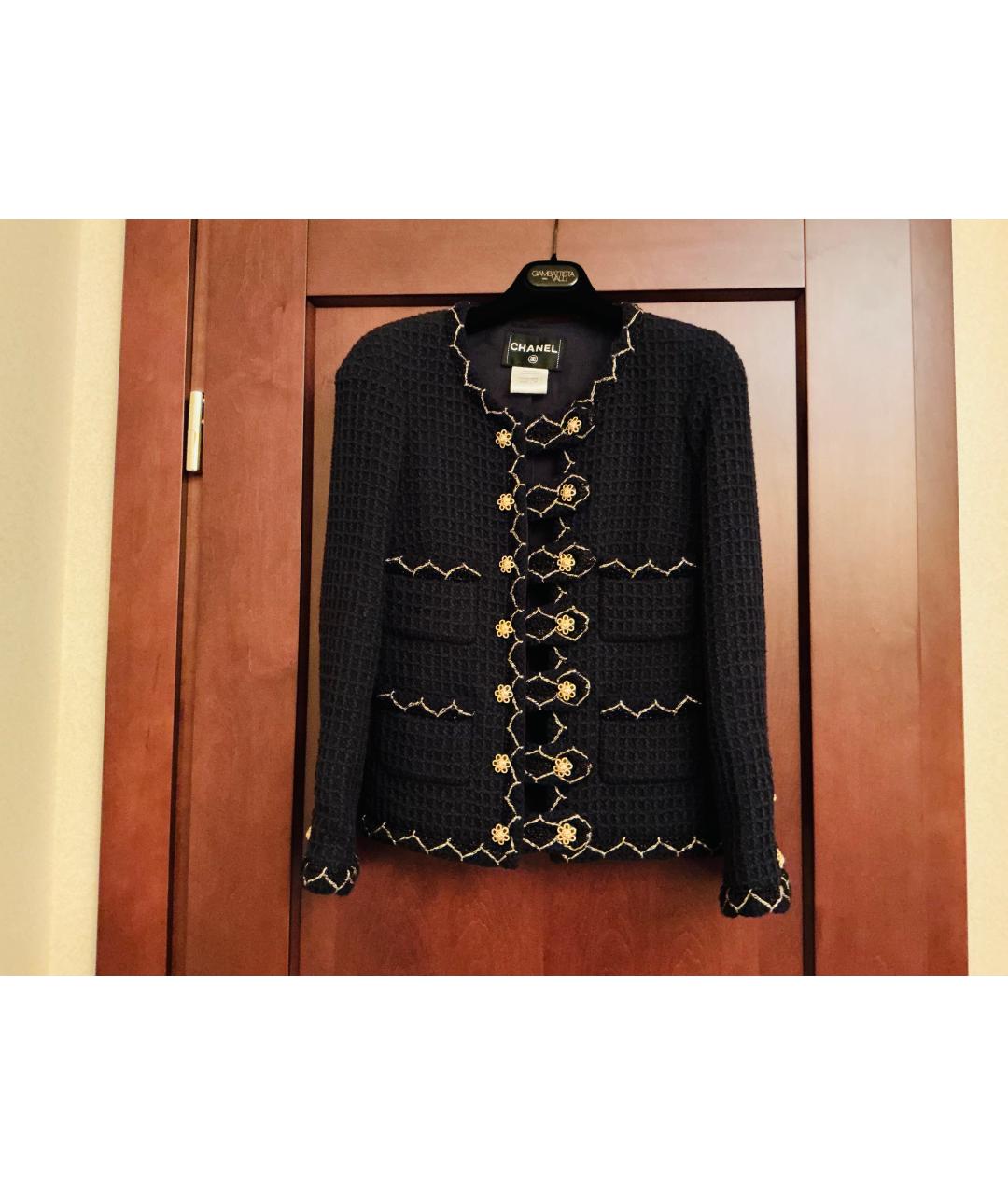 CHANEL Черный твидовый жакет/пиджак, фото 10