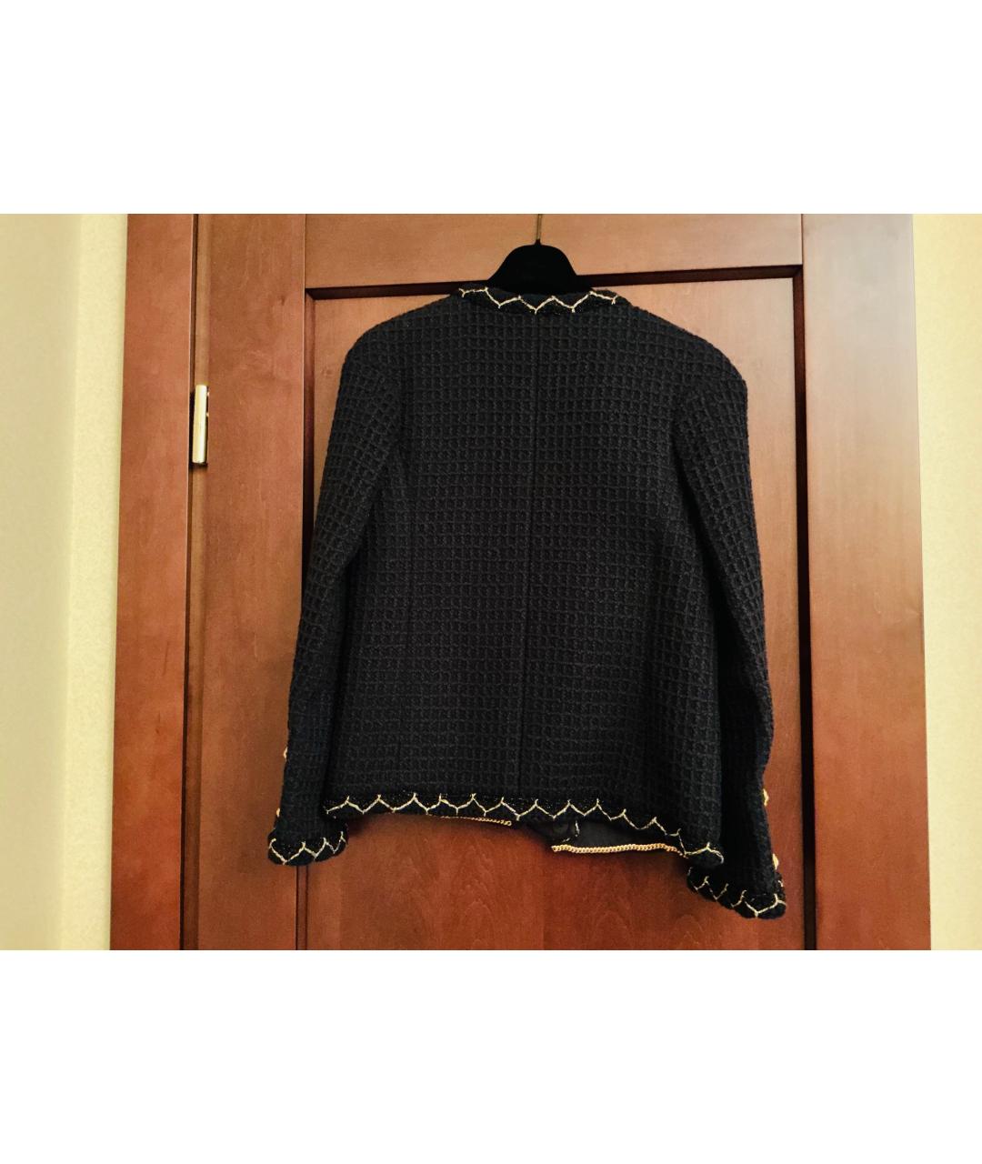 CHANEL Черный твидовый жакет/пиджак, фото 2