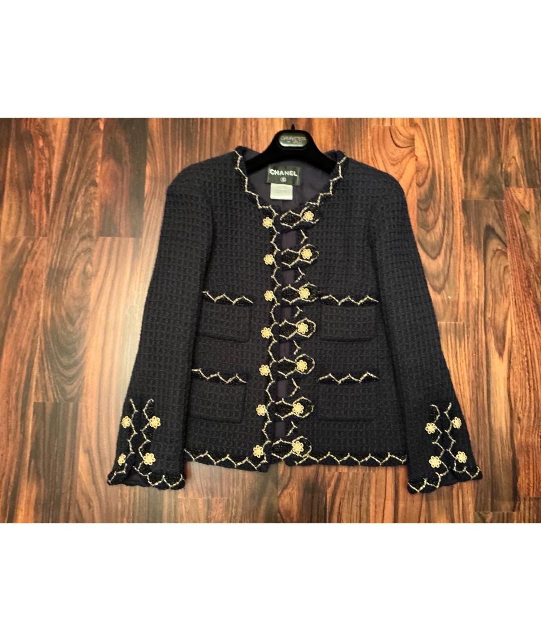 CHANEL Черный твидовый жакет/пиджак, фото 3