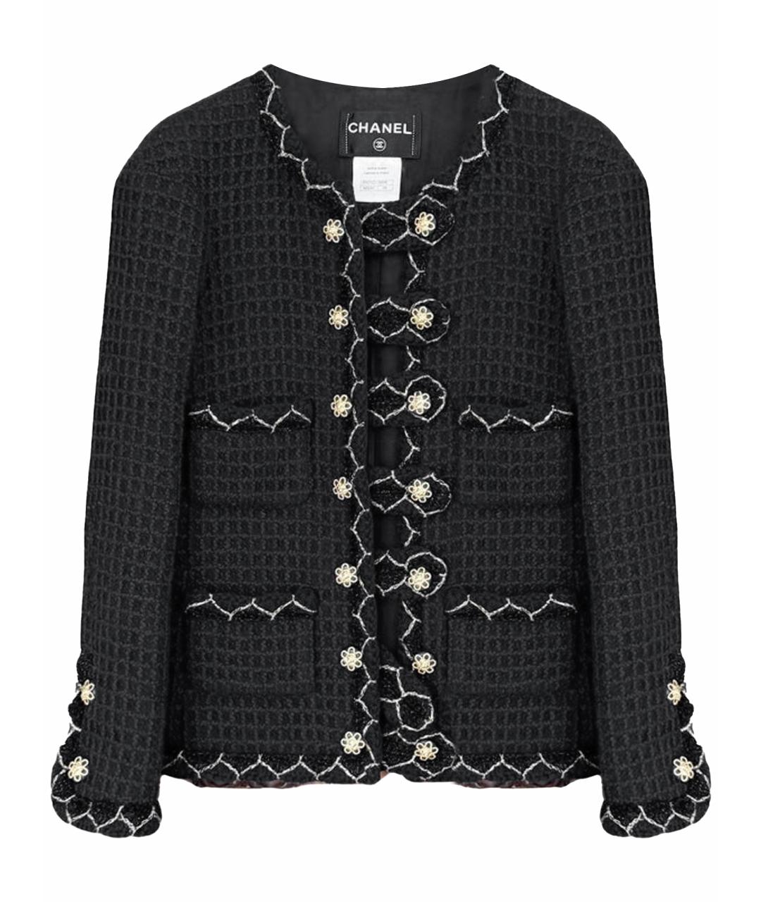 CHANEL Черный твидовый жакет/пиджак, фото 1