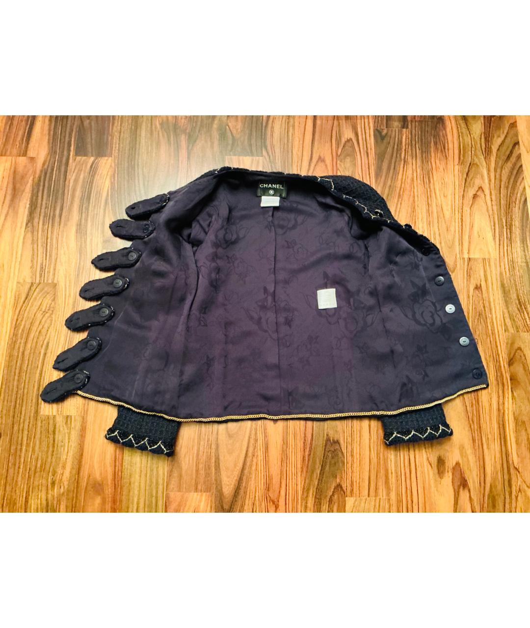 CHANEL Черный твидовый жакет/пиджак, фото 4