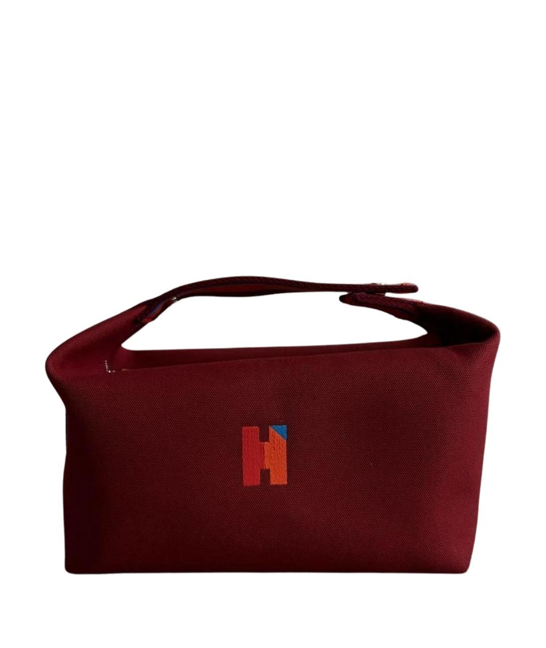 HERMES Бордовая тканевая косметичка, фото 1