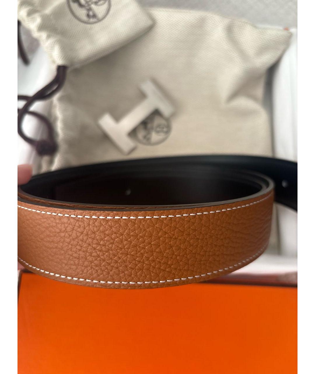 HERMES Оранжевый кожаный ремень, фото 4