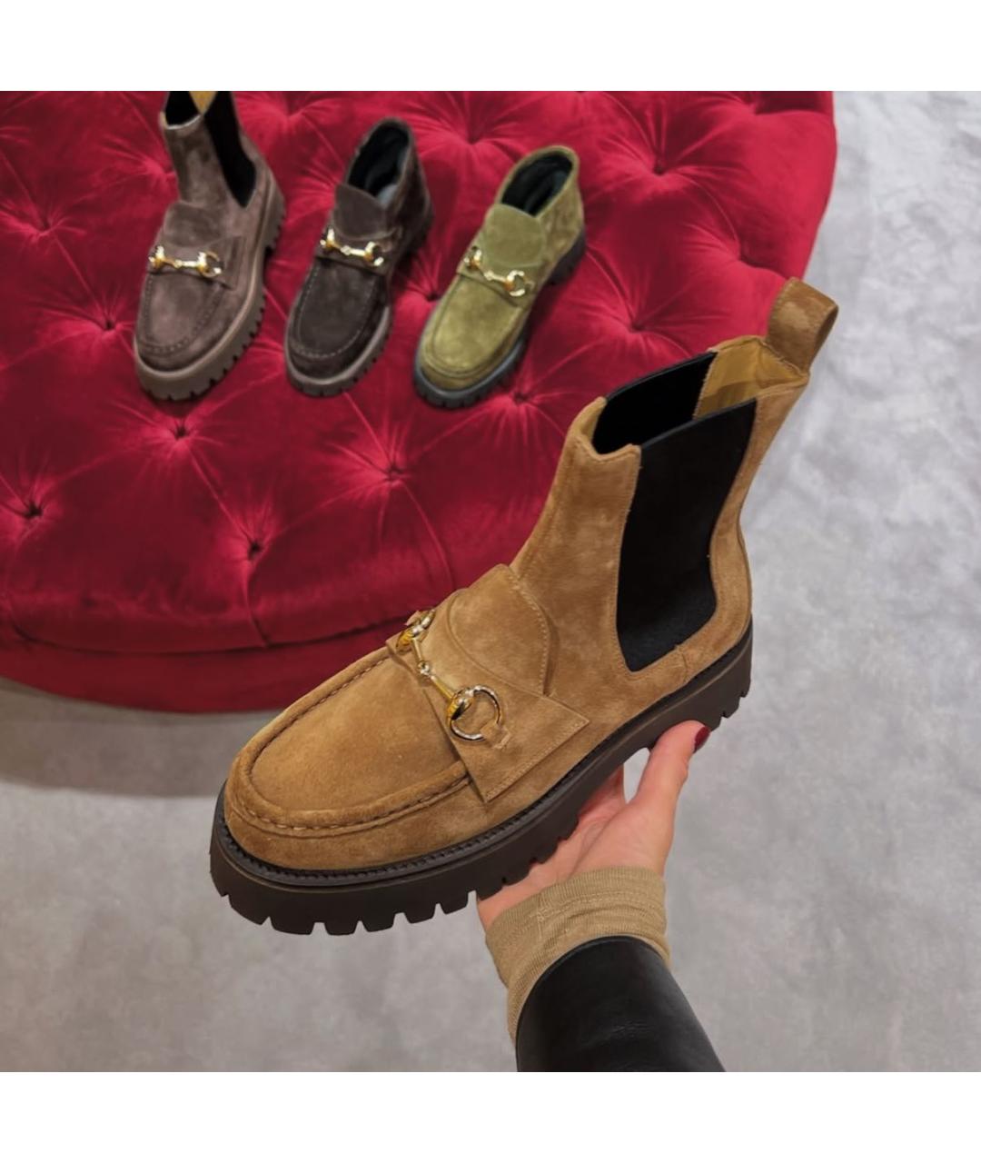 GUCCI Коричневые замшевые ботинки, фото 4